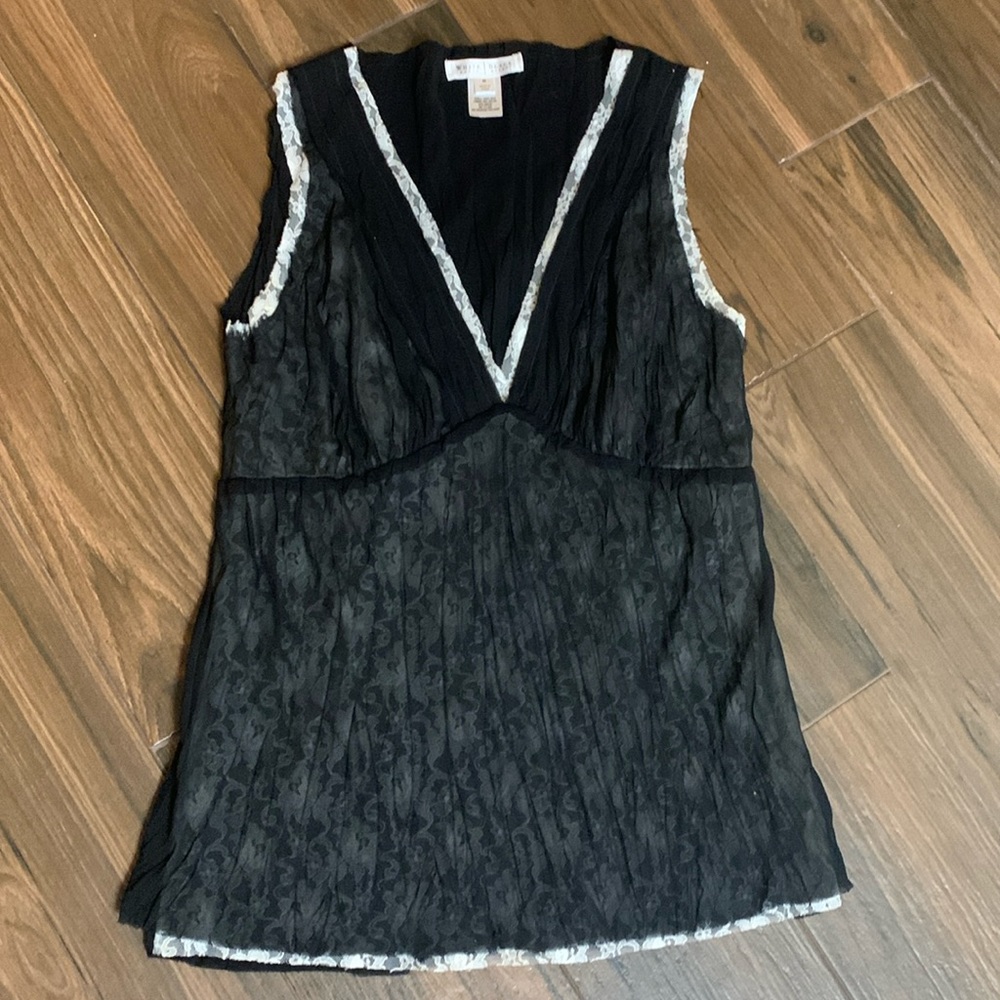 White House Black Market Silk and Lace Blouse sz M